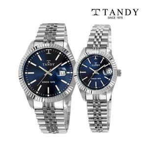 [기타][TANDY] 탠디 럭셔리 메탈 손목시계(오스트리아 스톤 식입)T-3921 다크블루 남여세트