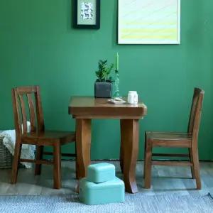 해찬솔 통원목 비담 2인용 식탁세트A 900 등의자2개 통원목다리 의자포함 원목식탁