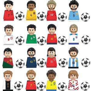 호환용품 레고  세계적으로 유명한 축구 선수 입상 메시 호날두 니마 르완도스키 미니 액션 빌딩 블록 1명