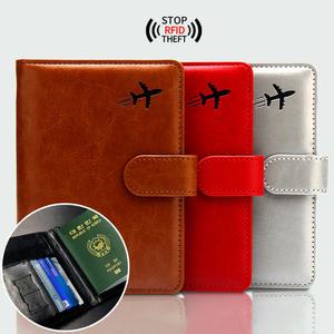 RFID차단 안티스키밍 자석 버클 가죽 여권 지갑 신여권 티켓 카드 수납 유심칩 포켓
