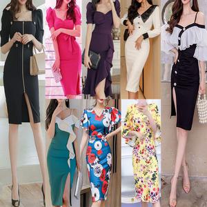 여름 여성 정장 쉬폰 결혼식 하객룩 럭셔리 레이스 투피스 드레스 섹시 클럽의상 홀복 파티 미니 롱 원피스