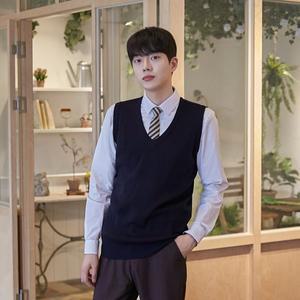 [신세계몰]교복몰 보풀방지 네이비 롱 교복조끼(남자) 교복 학생