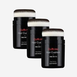 로브로제 카페인 헤어쿠션 12g x 3개 흑채 헤어퍼프 흑갈색 자연갈색