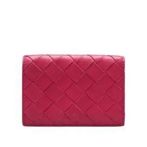 [중고명품] 핑크 레더 인트레치아토 여성 카드지갑