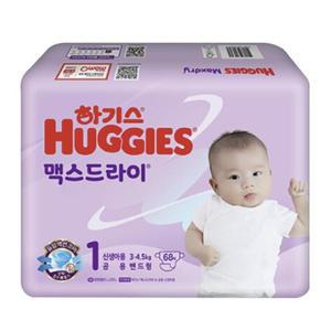하기스 2024 맥스드라이 기저귀 1단계 밴드형 68매