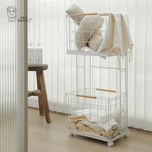 스틸 빨래바구니 2단 스텐 세탁바구니 + 6종 세탁망