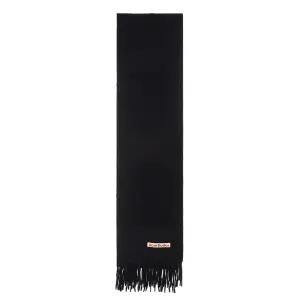 (당일) 24FW 아크네 스튜디오 핑크탭 블랙 울 프린지 머플러 CA0210 900