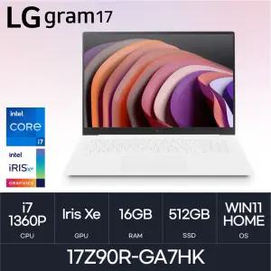 HMC / LG전자 그램17 / 17Z90R-GA7HK (D5 RAM 16GB / NVMe 512GB / WIN11H) / i7-1360P / 화이트 / 350nit