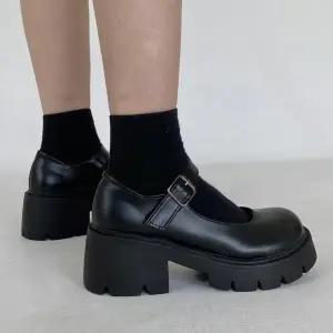 슈즈원 벨크로 메리제인 키높이 통굽 로퍼(2color/6cm)