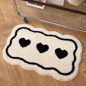 [한빛카페트]하트 웨이브 터프팅 발매트 욕실 현관 미니러그 40x60cm