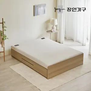 장인가구 톤즈 황토볼 무헤드 수납 흙침대 Q +온열스프링 보료