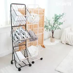 에쿤 이동식 3단 철제 빨래바구니 세탁바구니 빨래함 수거함 보관함