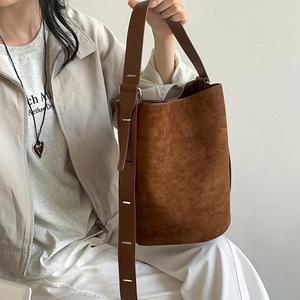 스웨이드 벨트 버킷백 3Color