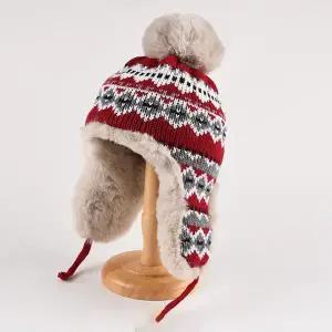 에스닉 털방울 귀도리 매듭 모자 털모자 보온 가을 겨울 여성 방한