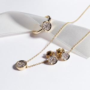 [샤밍주얼리]천연 다이아 세트 일루젼 베젤 목걸이 귀걸이 반지 선물 여자 기념일 프로포즈