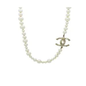 [엘러브] 새상품  22C CC로고 펄 네크리스 펄리화이트 샴페인골드 4ET1796