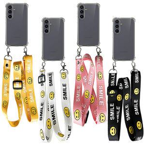 갤럭시 S25 S931 스마일 밴드 어깨 롱 스트랩 줄 목걸이 투명 젤리 케이스 학생용 여행용 목줄