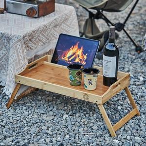 [신세계라이브쇼핑][옷자락] 캠핑 좌식 1인 태블릿거치 접이식 대나무 미니 테이블
