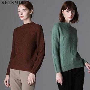 [쉬즈미스][쉬즈미스(SHESMISS)] 펀칭 모크넥 울니트 풀오버 (택가격 168000원)