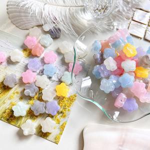 [10개]관통형 15mm 아크릴 글리터 구름 다섯잎 꽃 믹스 3-1103 비즈공예재료