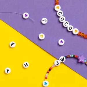 7mm 이니셜 알파벳 비즈/팔찌/만들기/공예/세트/컬러/구슬/유아/재료/꿰기/초등/학생/목걸이/어린이/생일