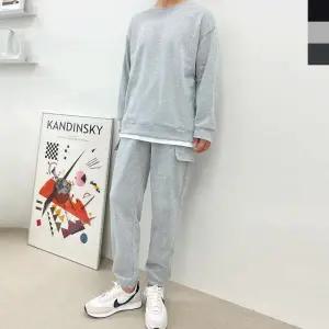 /옷자락 남자 기모맨투맨 긴팔티 겨울츄리링 세트