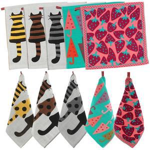 북유럽풍 일러스트 면행주 고리 타올 순면 주방 핸드 수건