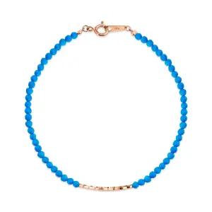 14K 골드 라운딩 커브 파이프 터키석 팔찌 CHB41115