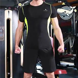 남성 실내운동복 반팔 반바지 편안한 요가 웨어-WFH2BNF