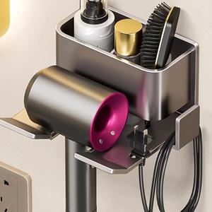 무타공 드라이기 거치대 수납형/ 고데기 벽부착 홀더 욕실 화장실 걸이 보관함