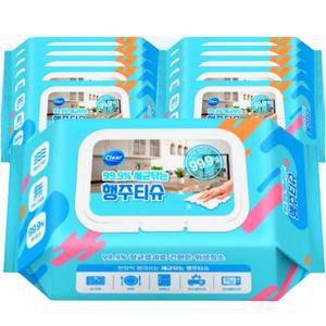 클리어 세균닦는 행주티슈 70매 x 10팩 고평량 63gsm 뽑아쓰는 항균 행주