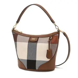 [닥스](강남점)DCBA5F600W2 [25FW]브라운 체크 가죽 토트백