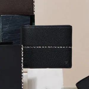 [닥스](강남점)DBWA5F600BK [25FW][반지갑][알렉산더 클래식] 블랙 유럽 수입가죽 체크 라인 포인트