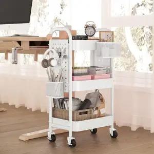 철제 페그보드 트롤리 이동식트롤리 3단트롤리 화이트 베이지