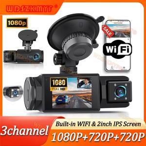 룸미러 블랙박스 1080P 3채널 WIFI 대시 자동차 DVR 전면 후면 듀얼 블랙 박스 야간 투시경 카메라 주차 모니터