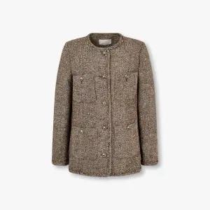 [롯데백화점]보브 프린지 트림 헤링본 하프 자켓7124410504