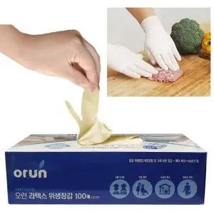 오런 라텍스 식품용 위생장갑 M 100P 요리 주방장갑/장갑/두꺼운/요리용/의료용/위생/글러브/실험용/어린이