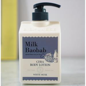 세라마이드로 피부 보습과 영양 강화) 저자극 피부탄력 어린이겸용 밀크바오밥 세라 바디로션 화이트머스크