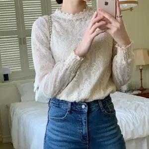 [VY] 여자 고무줄 들러리룩 비침 U넥 레이스 블라우스_13032537_588847