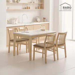 [/착불배송] 디어 1200 천연 대리석 4인 원목 식탁 세트 (식탁+의자4)