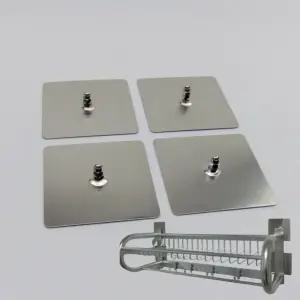 무타공 벽걸이 플레이트 2개 테이프형 부착판 봉걸이 후크 벽걸이 브라켓