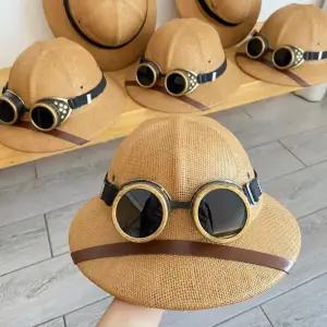 탐험 여름 정글 사파리 모자 페도라 밀집 고글 탐험가 헬멧 사냥 가모자