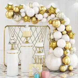 해피데코 파티장식 풍선세트(화이트골드) (손펌프포함)/결혼/졸업/파티/행사/무대/생일/축제/풍선