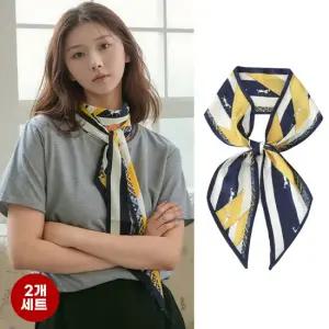 엔비 [2개세트] 여성 골든 홀스 스카프 삼각 반다나 가방 꾸미기 빅 패턴 롱 쁘띠 방도
