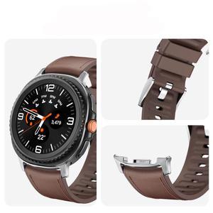 삼성 갤럭시 워치 8 클래식 46MM 공식 가죽 실리콘 스트랩, 44MM용 틈 없는 밴드, 시계줄 액세서리