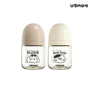 [유비맘][소비자가 18000원]유비맘 몽이 몽자 디자인 젖병 120ml 1P(SS꼭지포함)