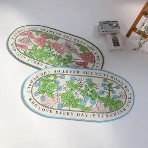 숲숲 미니멀 포인트 러그 먼지없는 빨아쓰는 침실 주방매트 50x110 굿럭 타원형