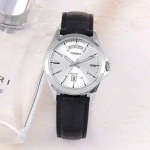 카시오 MTP-1370L-7A 클래식 라운드 데이데이트 정장 남자 가죽 시계 c