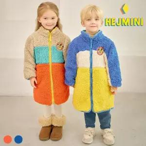 [헤이미니] 폭신배색뽀글이롱점퍼