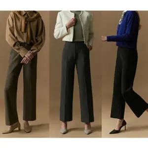 [런칭가 77,000원] 올리브그린 퍼펙트 세미와이드 팬츠 3종